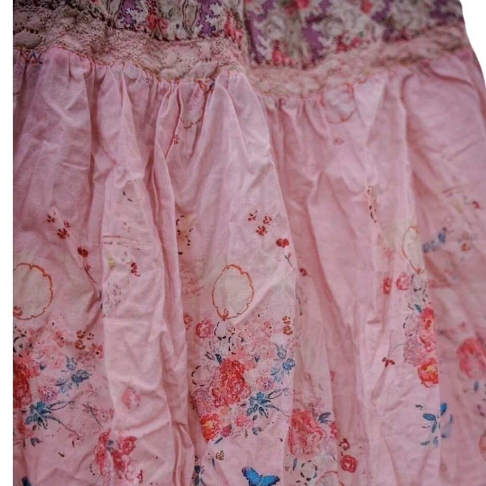 Magnolia Pearl Romantic Dress Pink Peach Lace Crochet Embroidered Short Sleeve - Picture 11 of 16